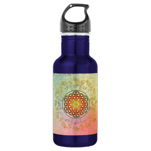Bouteille D'eau En Acier Inoxydable Fleur de vie / Blume des Lebens - Ornement IV BG