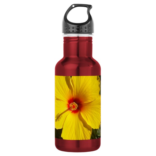 Bouteille D'eau En Acier Inoxydable Fleur d'Hibiscus Jaune (Devant)