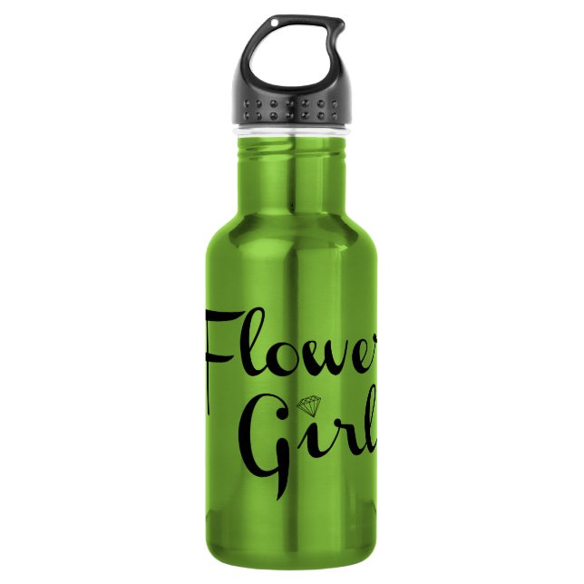 Bouteille D'eau En Acier Inoxydable Fleur Retro Script noir sur vert (Devant)