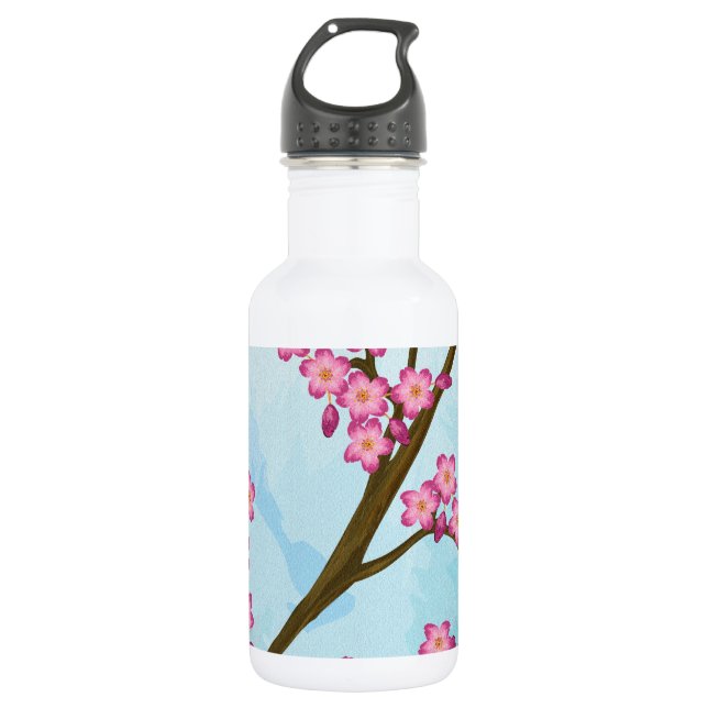 Bouteille D'eau En Acier Inoxydable Fleurs de cerisiers (Devant)