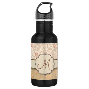 Bouteille D'eau En Acier Inoxydable Fleurs Polkadot rose crème avec Monogramme