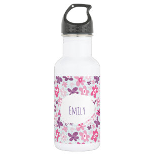 Bouteille D'eau En Acier Inoxydable Fleurs roses mignonnes Motif Whimsical Personnalis