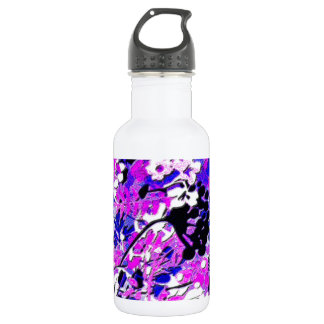 Bouteille D'eau En Acier Inoxydable Flore rétro Wacky (Blanc en image = Transparent)