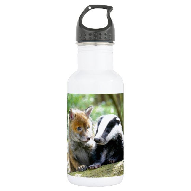 Bouteille D'eau En Acier Inoxydable Foxcub & Badger Cute ! (Devant)