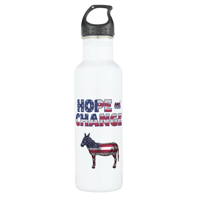 Bouteille D'eau En Acier Inoxydable Hope and Change Democrat Donkey Water Bottle (Devant)