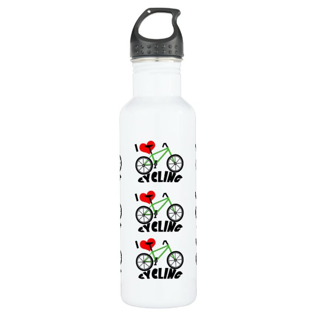 Bouteille D'eau En Acier Inoxydable I Luv Cycling (Devant)
