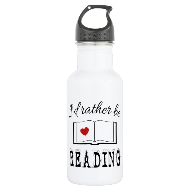 Bouteille D'eau En Acier Inoxydable I'd rather be reading (Devant)