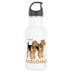 Bouteille D'eau En Acier Inoxydable J'adore les Airedales
