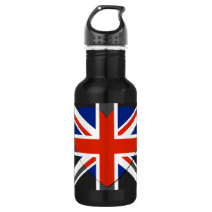 Bouteille D'eau En Acier Inoxydable J'aime le Royaume-Uni - Vintage -