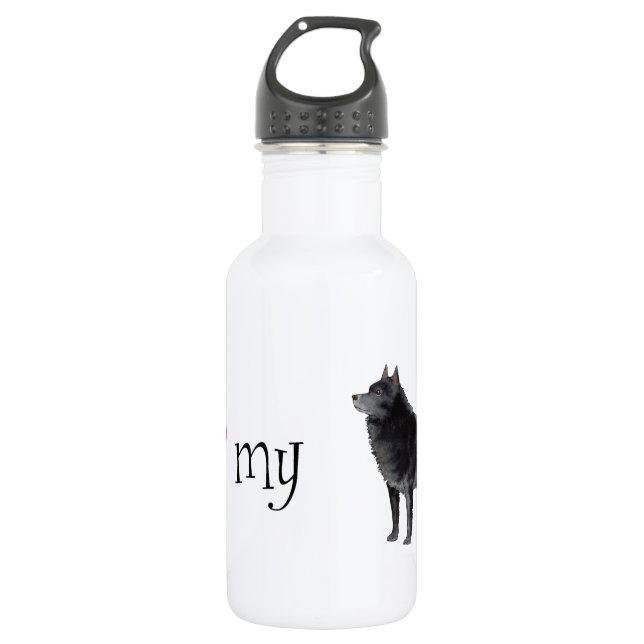 Bouteille D'eau En Acier Inoxydable J'aime mon Schipperke (Devant)