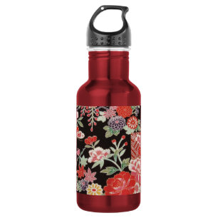 Bouteille D'eau En Acier Inoxydable Japonais KIMONO Textile, motif floral