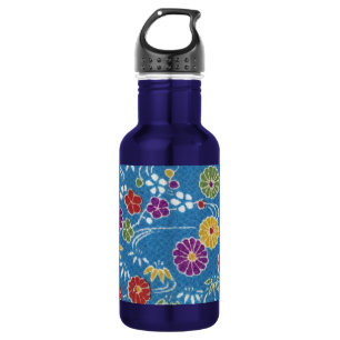 Bouteille D'eau En Acier Inoxydable Japonais KIMONO Textile, motif floral