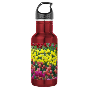 Bouteille D'eau En Acier Inoxydable Jardin Floral de Tulipes Colorées