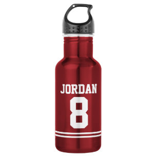 Bouteille D'eau En Acier Inoxydable Jersey de football rouge avec nom et numéro perso
