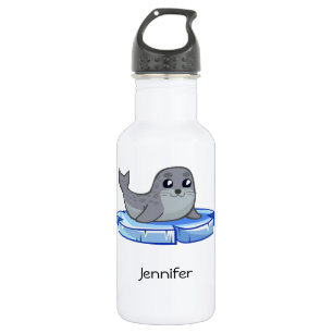 Bouteille D'eau En Acier Inoxydable Joli bébé phoque dessin animé nom enfants