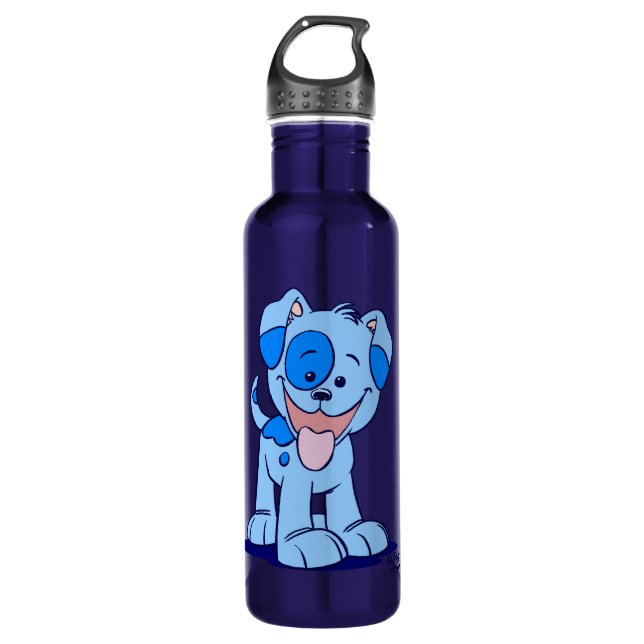 Bouteille D'eau En Acier Inoxydable Joli caricature bleu Chiot (Devant)