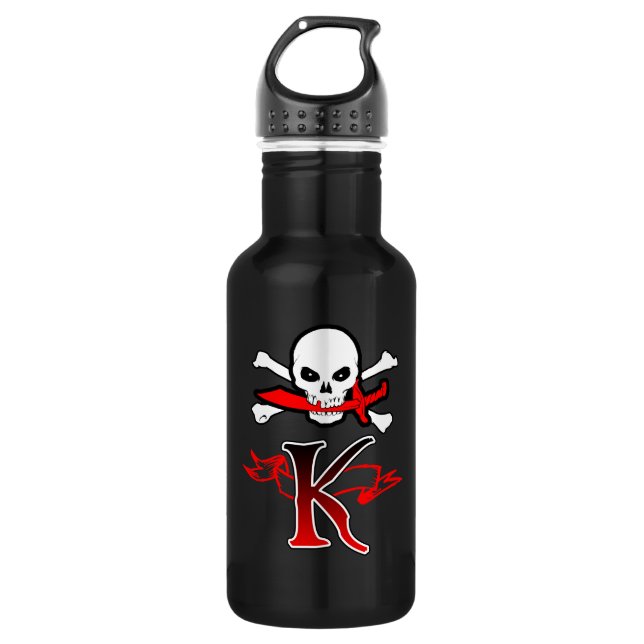 Bouteille D'eau En Acier Inoxydable Jolly roger K Monogramme initial (Devant)