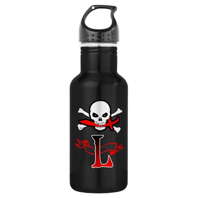 Bouteille D'eau En Acier Inoxydable Jolly roger L Monogramme initial (Devant)