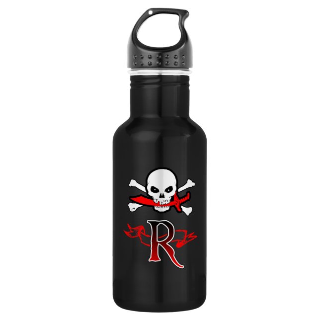 Bouteille D'eau En Acier Inoxydable Jolly roger R Monogramme initial (Devant)