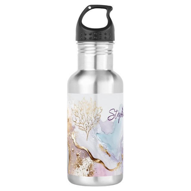 Bouteille d'eau en acier inoxydable lavis aquarell (Devant)