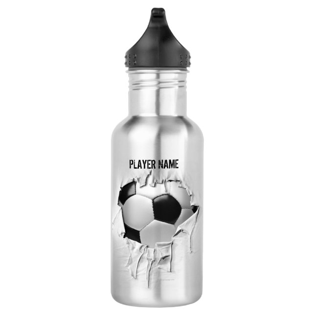 Bouteille D'eau En Acier Inoxydable Le football déchiré (personnalisé) (Droite)