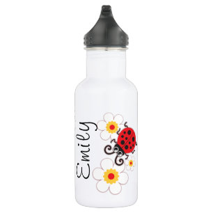 Bouteille D'eau En Acier Inoxydable Le jaune rouge de nom de filles de coccinelle boit
