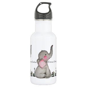 Bouteille D'eau En Acier Inoxydable L'éléphant mignon de bébé d'aquarelle avec