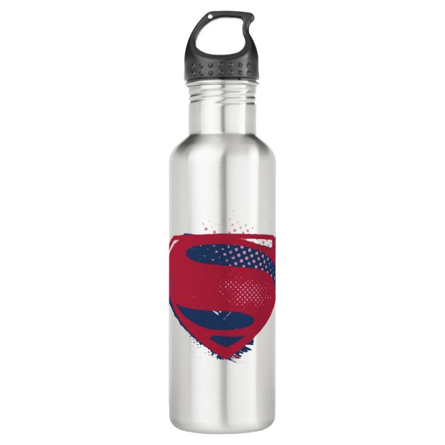 Bouteille D'eau En Acier Inoxydable Ligue de Justice | Symbole Superman brosse et demi (Devant)