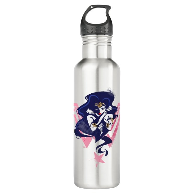 Bouteille D'eau En Acier Inoxydable Ligue de Justice | Wonder Woman & Symbol Pop Art (Devant)
