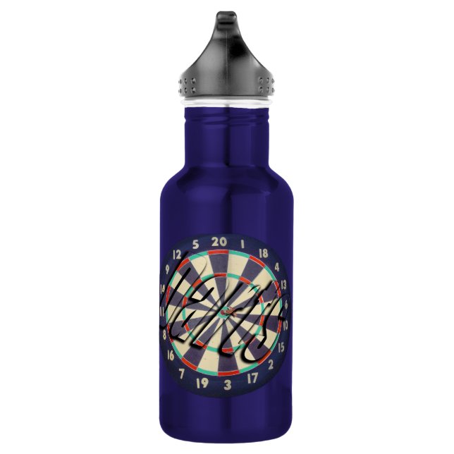 Bouteille D'eau En Acier Inoxydable Logo Dartboard et Darts, (Droite)