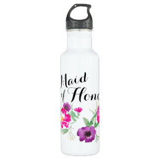Bouteille D'eau En Acier Inoxydable Maid of Honor Watercolor Flowers Eau