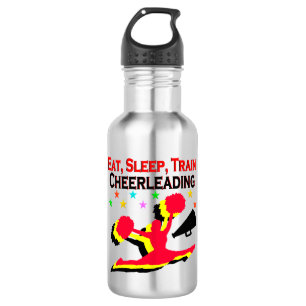 BOUTEILLE D'EAU EN ACIER INOXYDABLE MANGER, DORMIR TRAIN CHEERLEADING RED DESIGN
