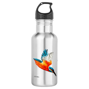 Bouteille D'eau En Acier Inoxydable Martin-pêcheur d'art ornithologique coloré