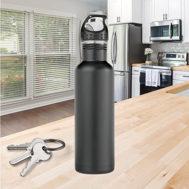 Bouteille D'eau En Acier Inoxydable Mat Noir Acier Inoxydable Bouteille d'eau Ajouter  (Matte Black Stainless Steel Water Bottle Add Own)