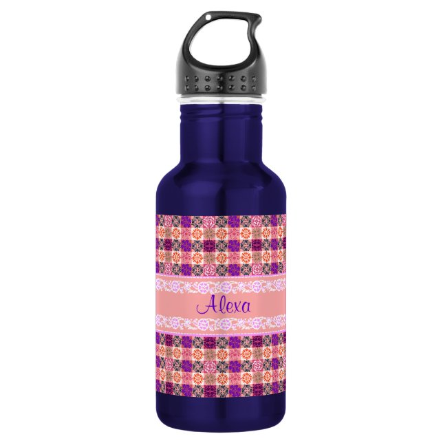 Bouteille D'eau En Acier Inoxydable Modèle floral (Devant)