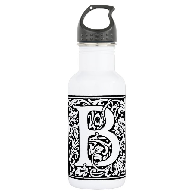 Bouteille D'eau En Acier Inoxydable Monogramme B initial. Nom customisé Modèle floral (Devant)