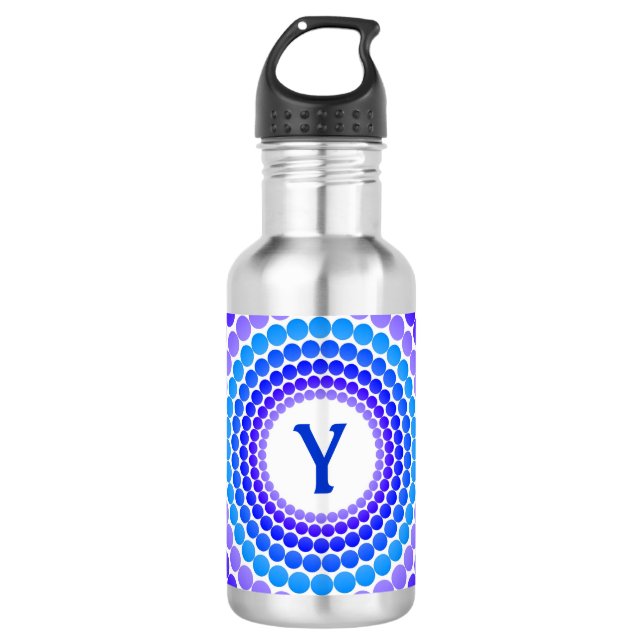Bouteille D'eau En Acier Inoxydable Monogramme bleu de point (Devant)