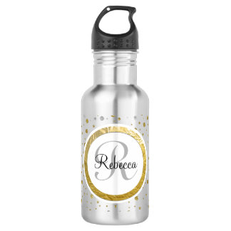 Bouteille D'eau En Acier Inoxydable Monogramme Confetti d'argent/or