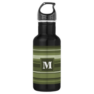 Bouteille D'eau En Acier Inoxydable Monogramme rayures vert olive