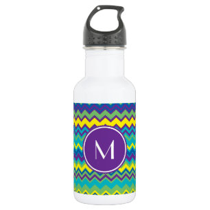 Bouteille D'eau En Acier Inoxydable Motif coloré de Chevron avec le monogramme