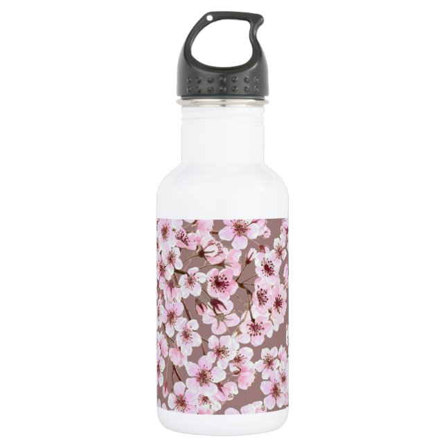 Bouteille D'eau En Acier Inoxydable Motif de fleurs de cerisiers (Devant)