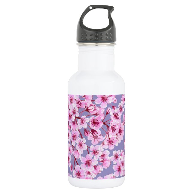 Bouteille D'eau En Acier Inoxydable Motif de fleurs de cerisiers (Devant)