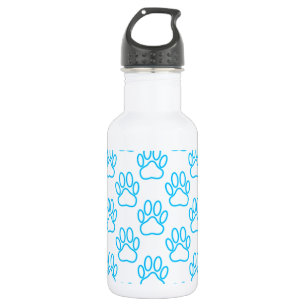 Bouteille D'eau En Acier Inoxydable Motif de l'Empreinte de patte Blue Neon Dog