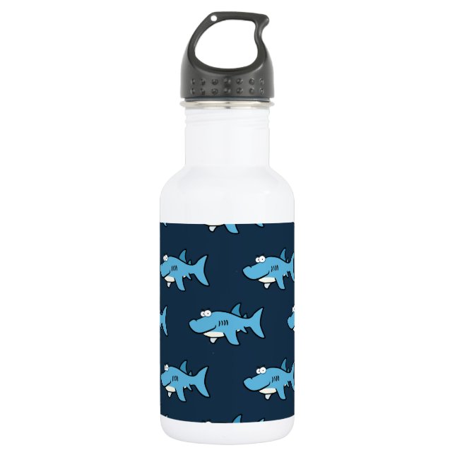 Bouteille D'eau En Acier Inoxydable Motif de requin caricature bleu (Devant)