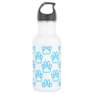 Bouteille D'eau En Acier Inoxydable Motif Empreinte de patte de Blue Neon Dog