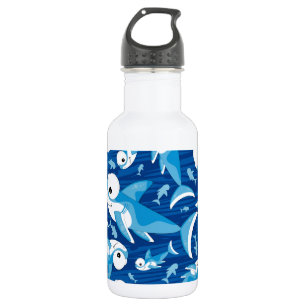 Bouteille D'eau En Acier Inoxydable Motif mignon de requin de bande dessinée