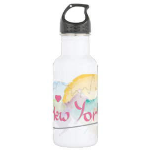 Bouteille D'eau En Acier Inoxydable New York Skyline "Je t'aime" avec coeur
