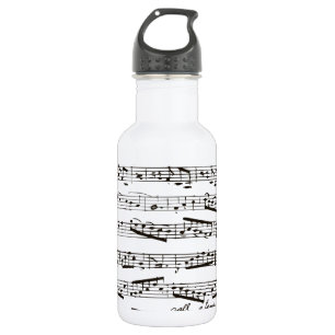 Bouteille D'eau En Acier Inoxydable Notes musicales noires et blanches