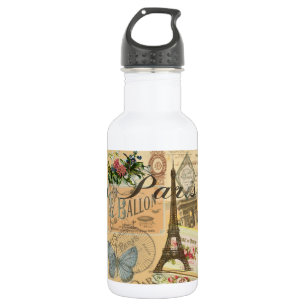 Bouteille D'eau En Acier Inoxydable Oeuvre colorée Vintage voyage Paris France