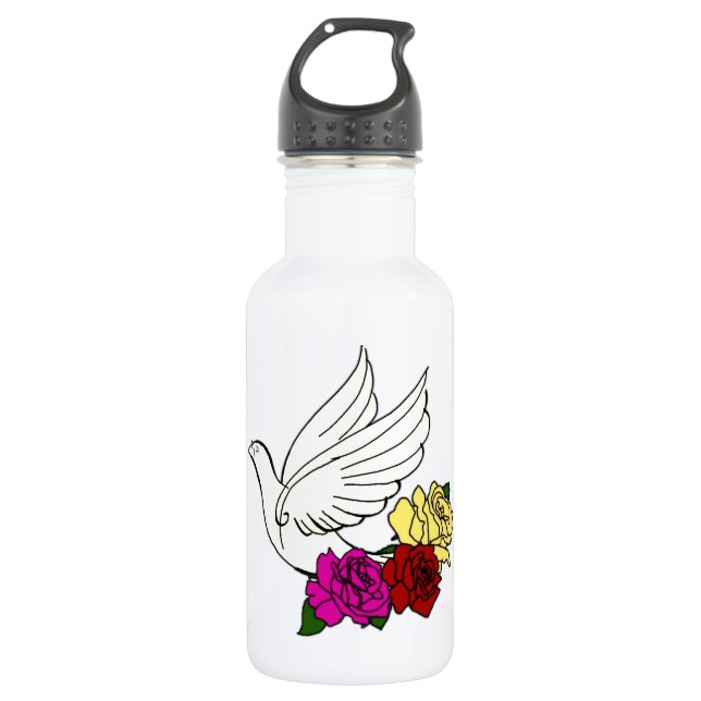 Bouteille D'eau En Acier Inoxydable Oiseaux et fleurs (Devant)